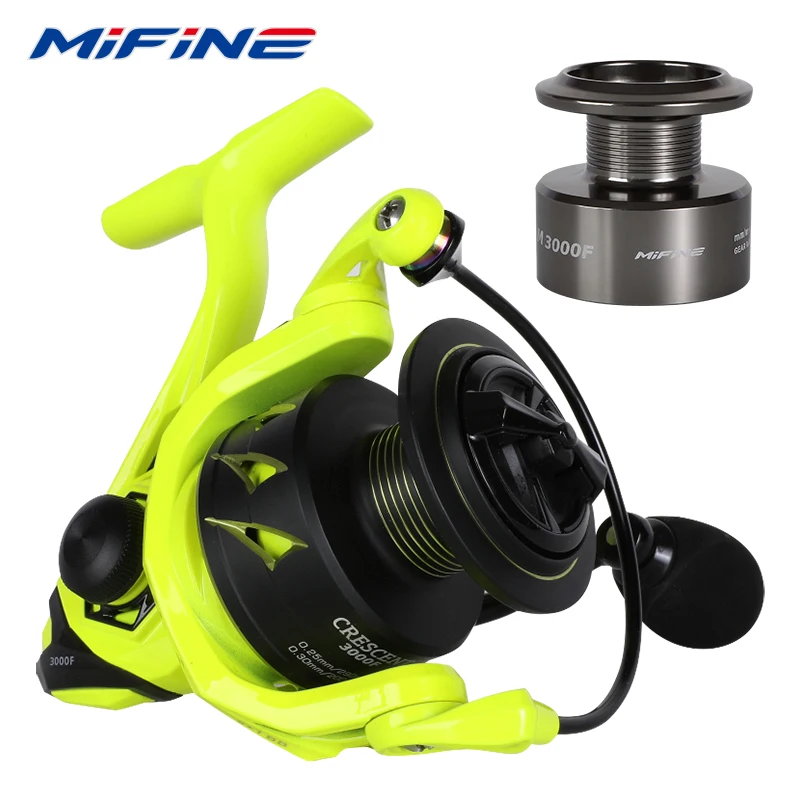 MIFINE CRESCENT Spinning Reels with Metal Spare Spool, Fishing Wheel, Bass Pike Accessories, 2000-4000, 5.2:1, Max Drag 12kg