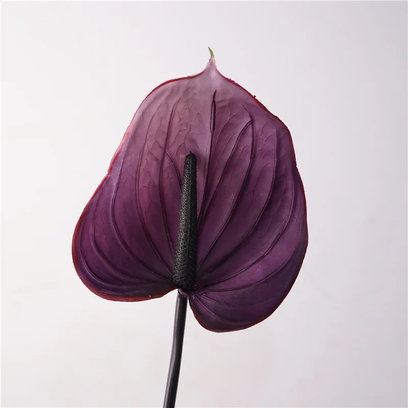 5 Stück Künstliche Latex-PVC-Anthurienblumen und Calla-Lilien für Hochzeits-Hintergrund-Blumenarrangements, Heim-, Party- und Eventdekoration – Detail 2
