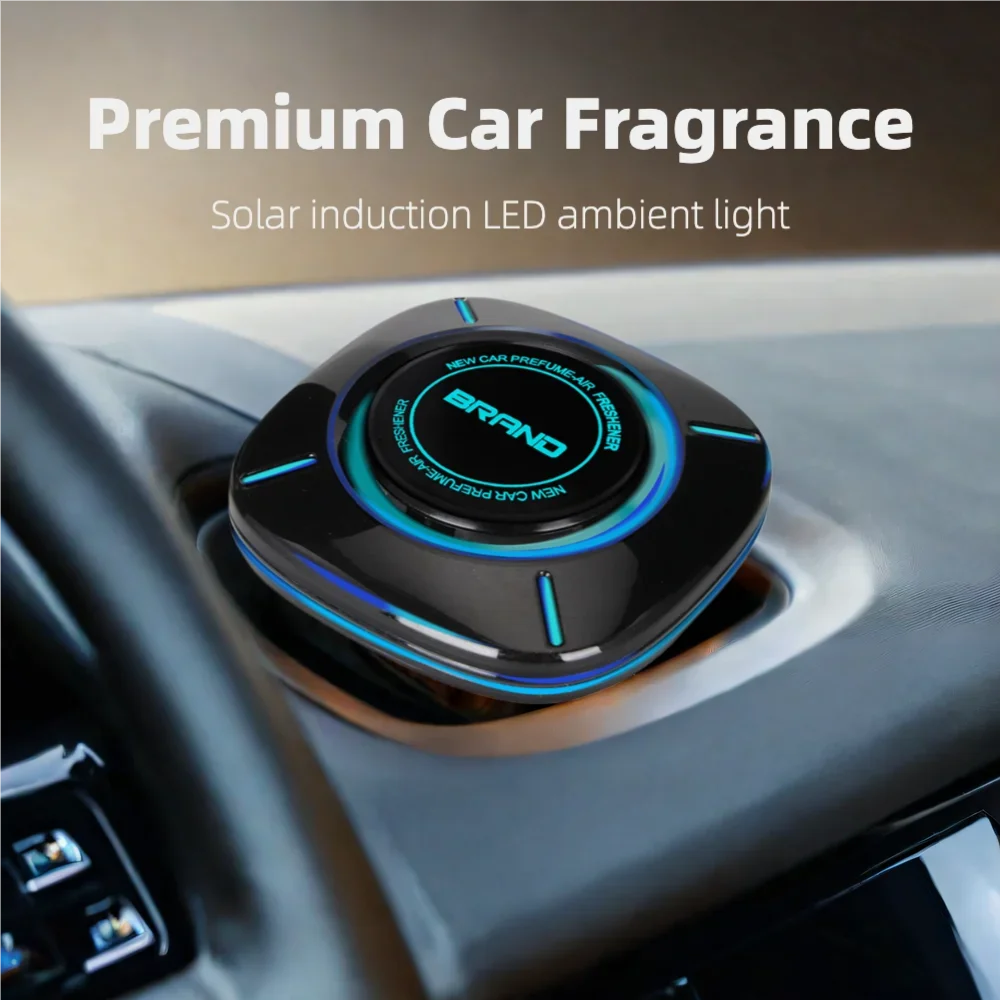 Solar Powered Car Diffuser LED Light Healthy Aromatherapy Long Lasting Premium Fragrance Stylish Atmosphere for Car Interior