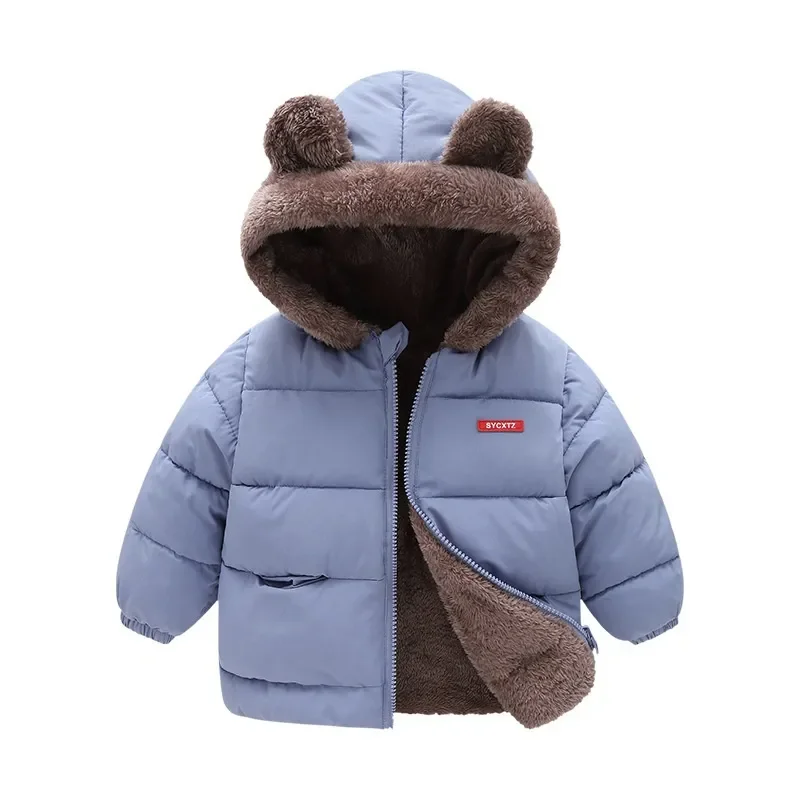 Baby Hooded Cotton Outerwear New Children\'s Thick Fleece Coat Cashmere Padded Jackets Boys Girls Warm Coats 1-5Y