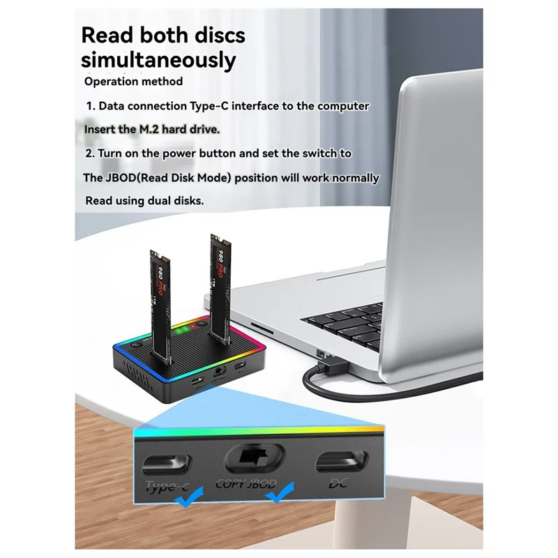 

ABT-M. 2 Dual Protocol SATA/Nvme Base Docking Station For Dual Disk Clone Copy Machine Hard Disk Box 20GB Offline