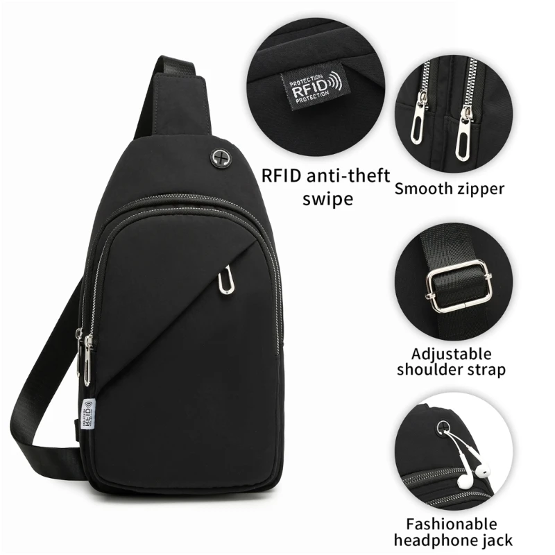X5XA Travel Crossbody Bag with Cord Pass Through and Multi Compartment Storage