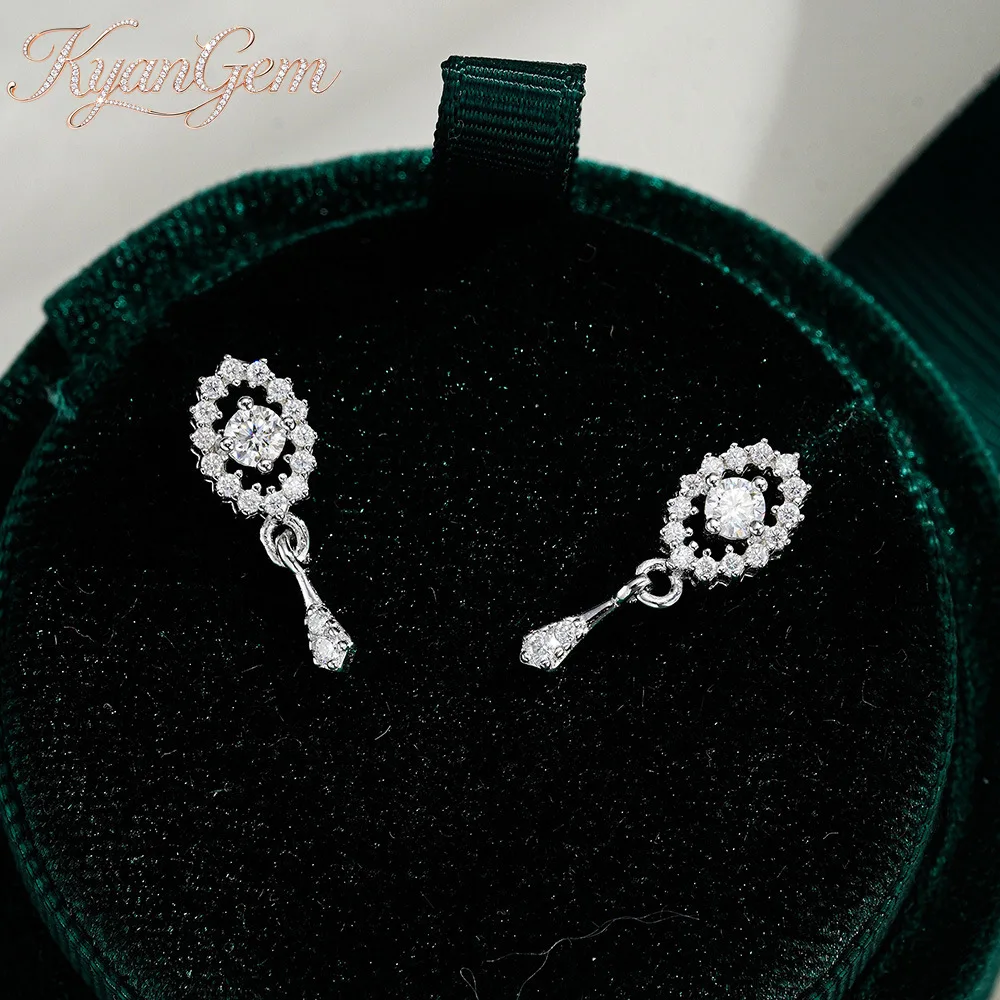 KyanGem Women's Fashion Devil's Eye Platinum PT950 Stud Earrings with Moissanite in Unique Shapes Charm Fine Jewelry Gift