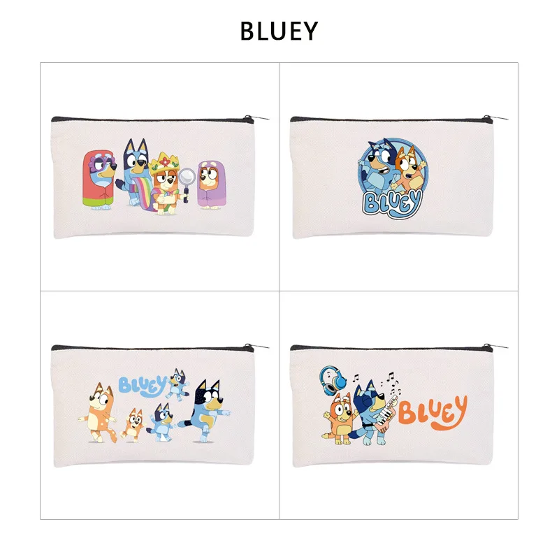 Estuche para Lápices Bluey Bruy, Estuche para Lápices con Diseño de Anime, Estuche para Material Escolar, Estuche de Gran Capacidad, Bolsa de Almacenamiento con Clip para Dinero, Estuche para Lápices de Grafito