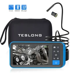 Teslong Inspection Camera Endoscope with 4.5'' Screen, 1080P HD Dual Lens Snake Borescope Camera for Sewer Duct Drain Pipe