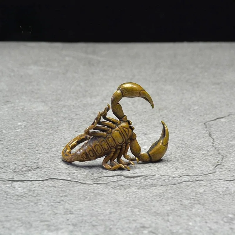 Retro Classical Copper Scorpion Ornament Animal Figurines Miniatures Tea Pet Vintage Brass Crafts Desk Decorations Accessories