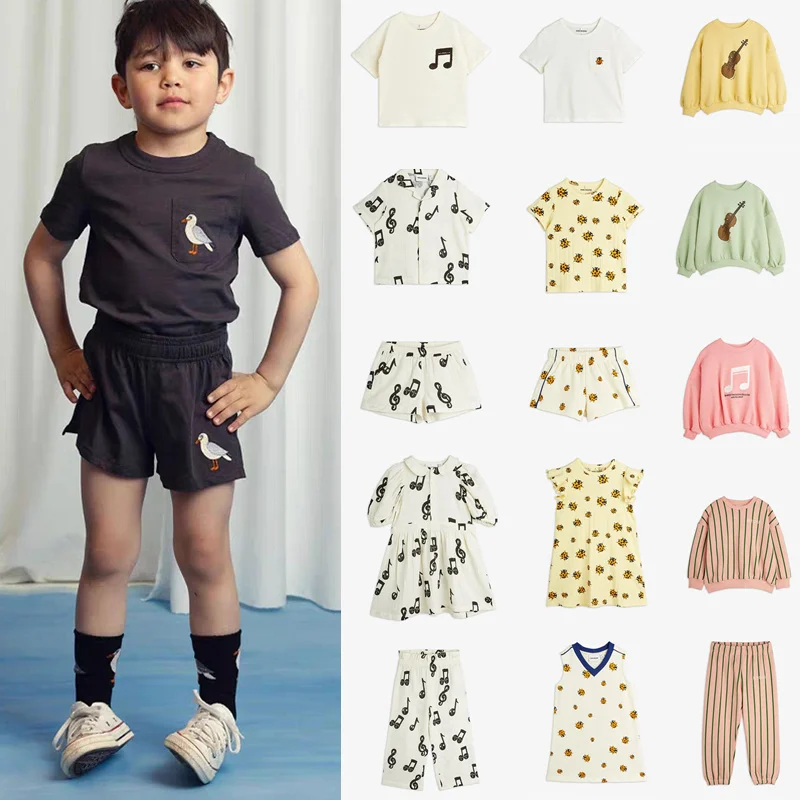 2025 Spring Summer M.Rodini Kids Sweatshirts Pant Set Fashion Girls Dress Shorts Sleeve Tee and Shorts Suit T-shirt Clothes