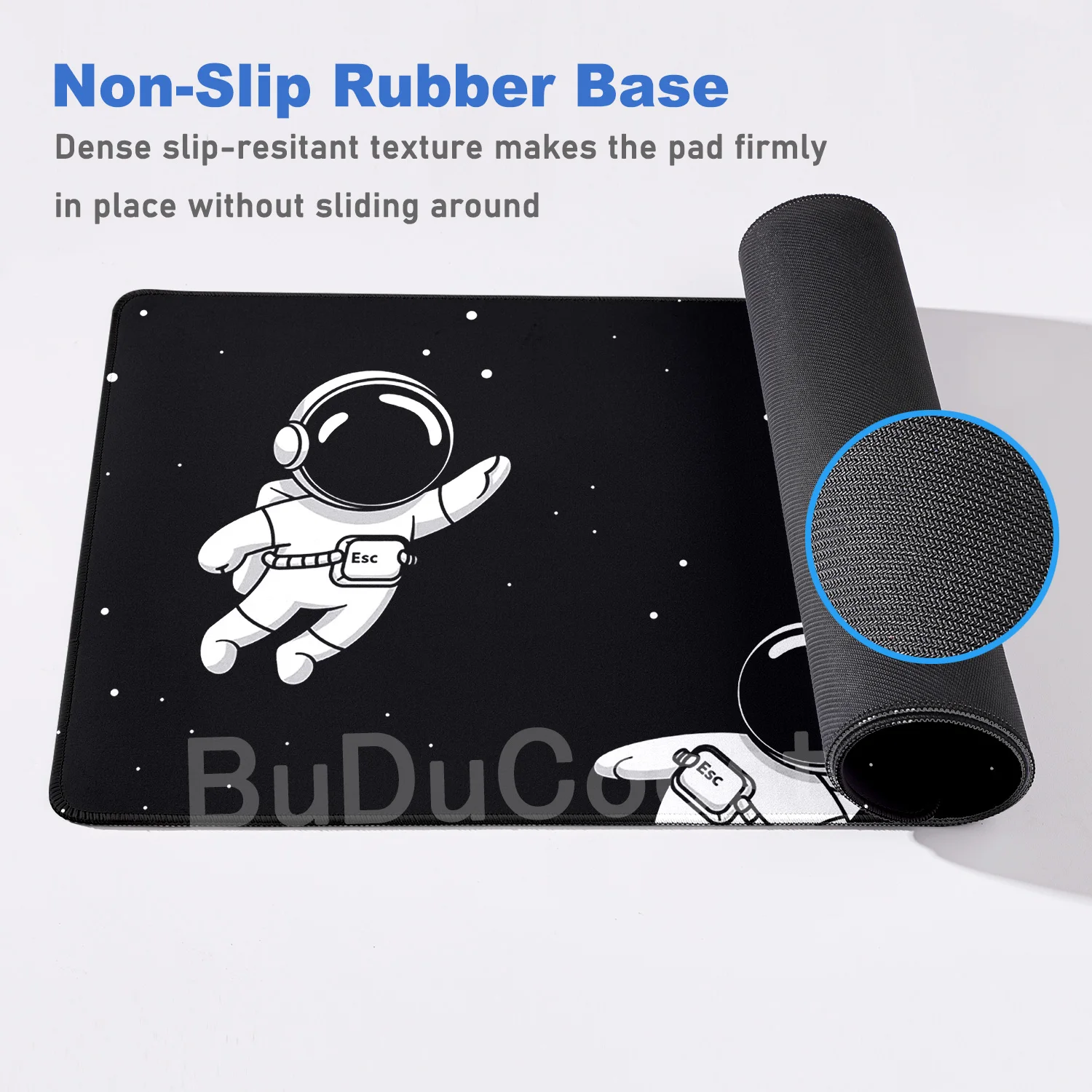 Alfombrilla de ratón con estampado de astronauta para escritorio, Protector de teclado con borde de bloqueo, Accesorios de ordenador, XXL