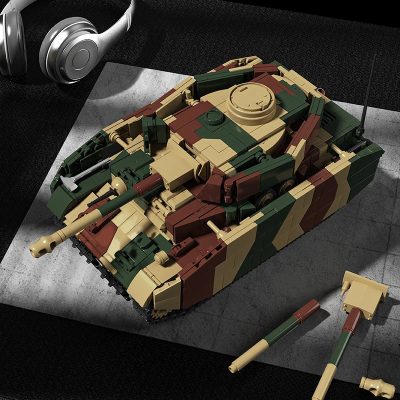 DIY MOC Military Army Main Panzer IV H Heavy Tank Battle Soldier Building Blocks Bricks Set For Adult Gifts Armored Vehicle view 5