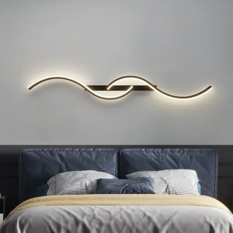 Modern LED Wall Decor Lâmpada, Sala De Estar, Sala De Jantar, Quarto, Cabeceira Luzes Da Parede, Decoração De Interiores, Preto, Dourado Arandelas