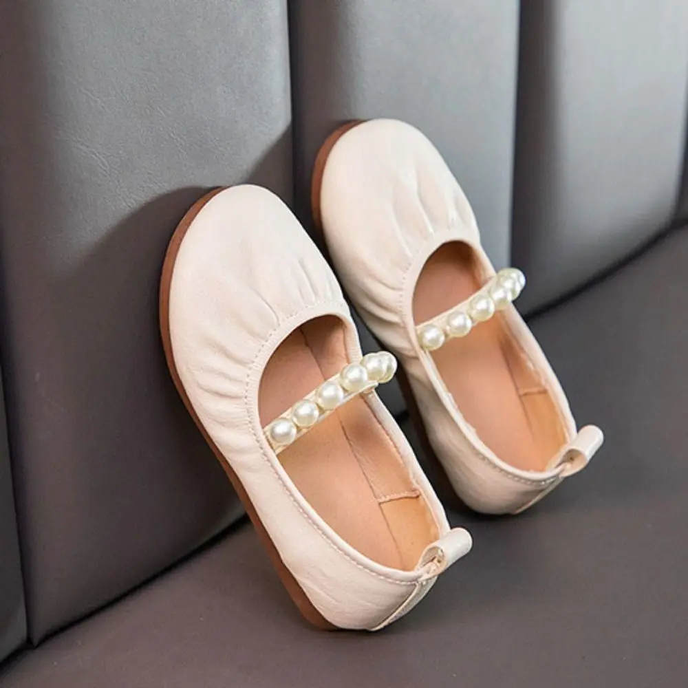 Elegante doce crianças sapatos de couro pérola sola macia mary jane sapato deslizamento-on estilo leve crianças casuais apartamentos diariamente