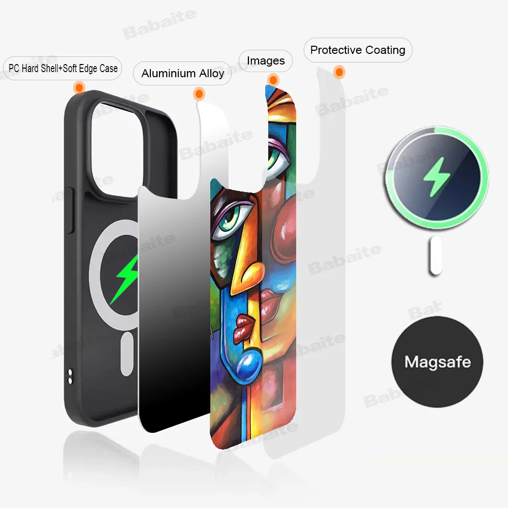 Picasso Abstract Art Painting Phone Case Magesafe Magnetic Wireless Charge Case For iPhone 16 11 12 13 14 15 Pro Max Plus Mini