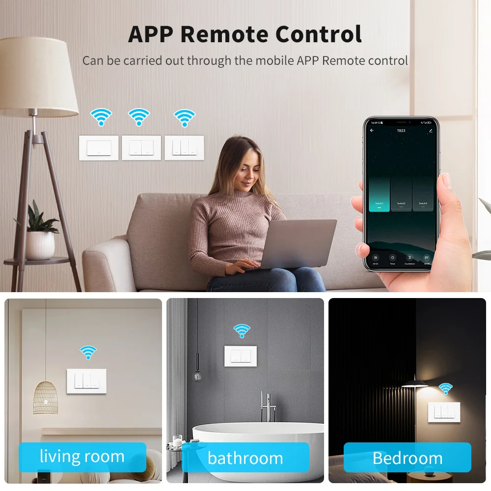 Tuya Zigbee Smart Wall Light Switch Physical Push Button Switches 1/2/3 Gang APP Remote Control Work for Alexa Google Home