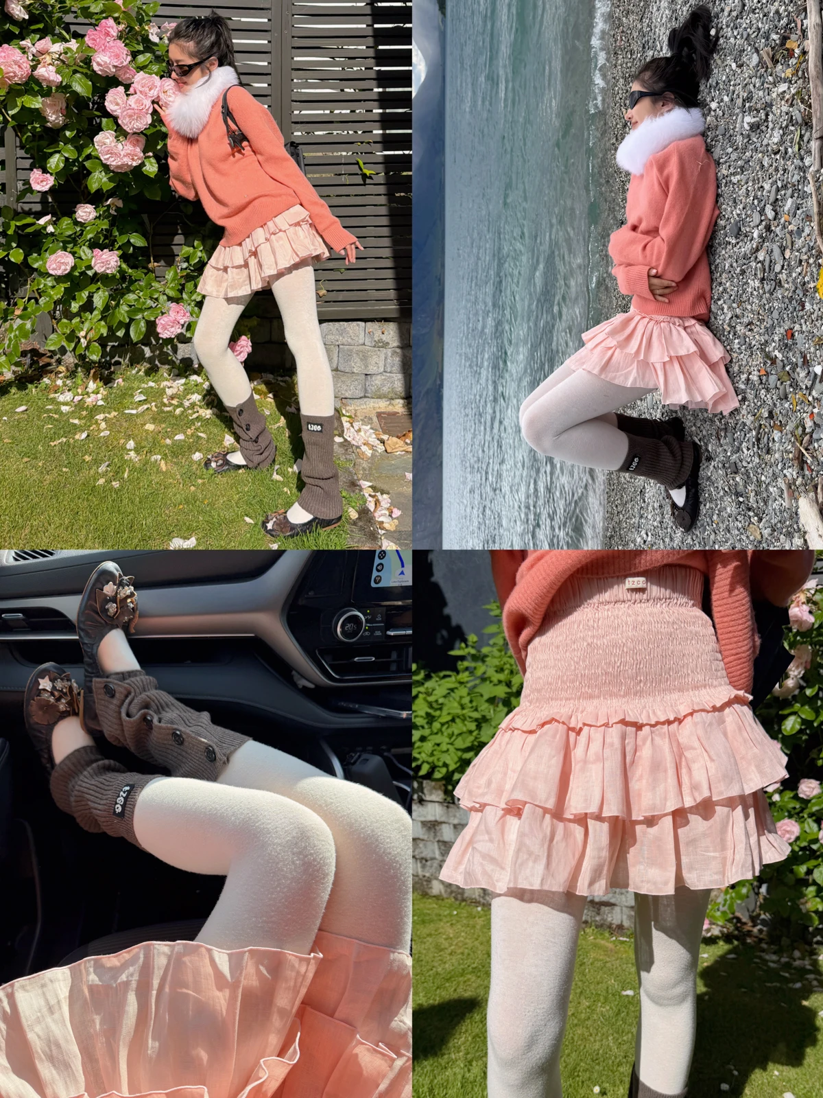 

TZCO Spring Salmon Cake Skirt Handmade 00% Flax Absolutely Beautiful Multi-layer ort Pants High Waist Daily Wear