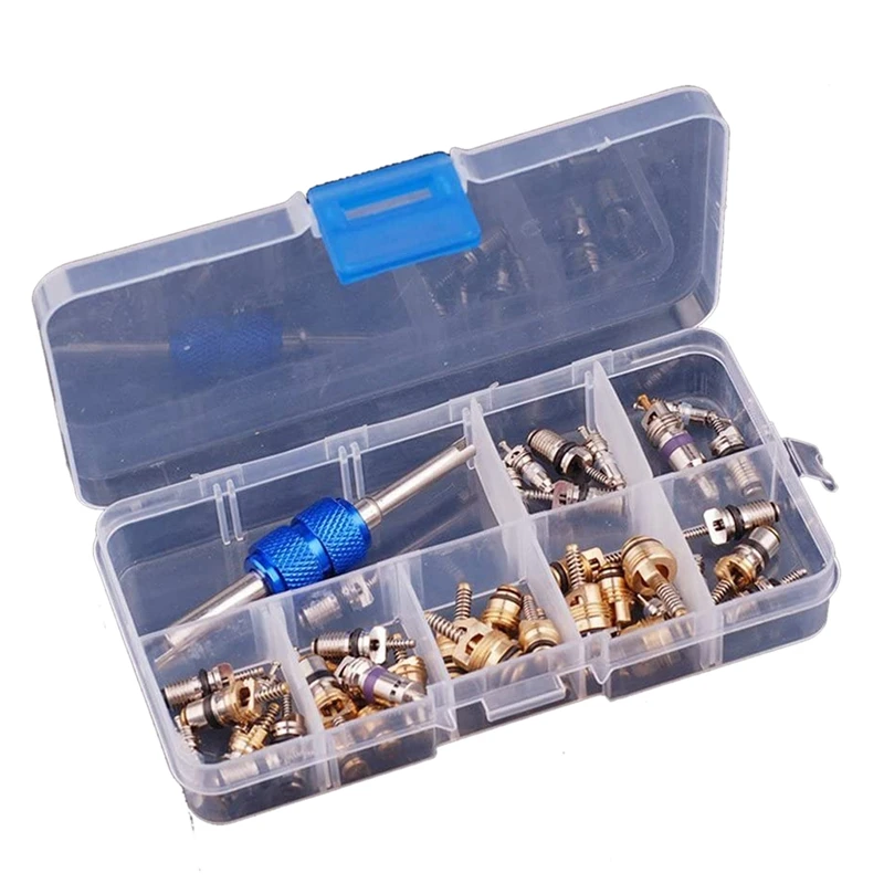 40Pcs Air Conditioning A/C Valve Core R12 R134A Valve Stem Cores Remover Tool for Car, Auto Air Conditioning Tool