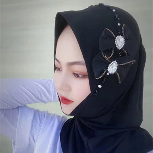 

Bow Decor Arabian Muslim Young Girls Instant Islamic Hijabs