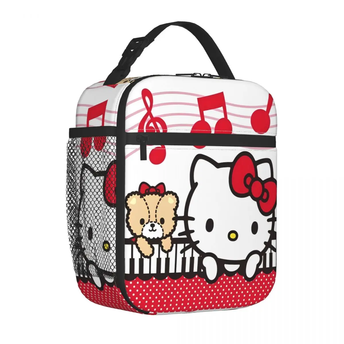 

Изолированная сумка для обеда Hello Kitty с фортепиано, герметичная многоразовая сумка-холодильник, сумка-тоут, ланч-бокс, сумки для еды для пляжного пикника