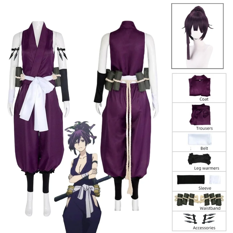 

Anime Jigokuraku Yuzuriha Costume Wig Cosplay Kunoichi Ninja Women Uniform Hell's Paradise Fox Sumire Purple Uniform