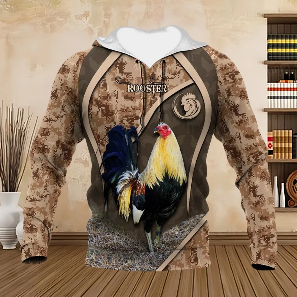 New in Sweatshirts Fashions Rooster 3D Print Hoodies Unisex Comforts Kangaroo Pocket Men Pullovers Hoodies Sweatshirts Clothing