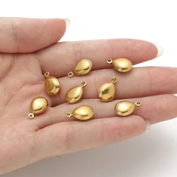 10Pcs 15x9.5mm Gold Silver Colour Water Droplet Small Pendant Beads For Diy Jewelry Making Pendant Bracelets Necklace Accessory