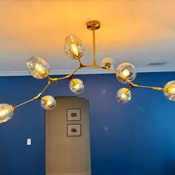 디자이너 매직 콩 분자 샹들리에 현대 유리 Led E27 펜던트 조명 북유럽 식당 주방 조명 매달려 조명