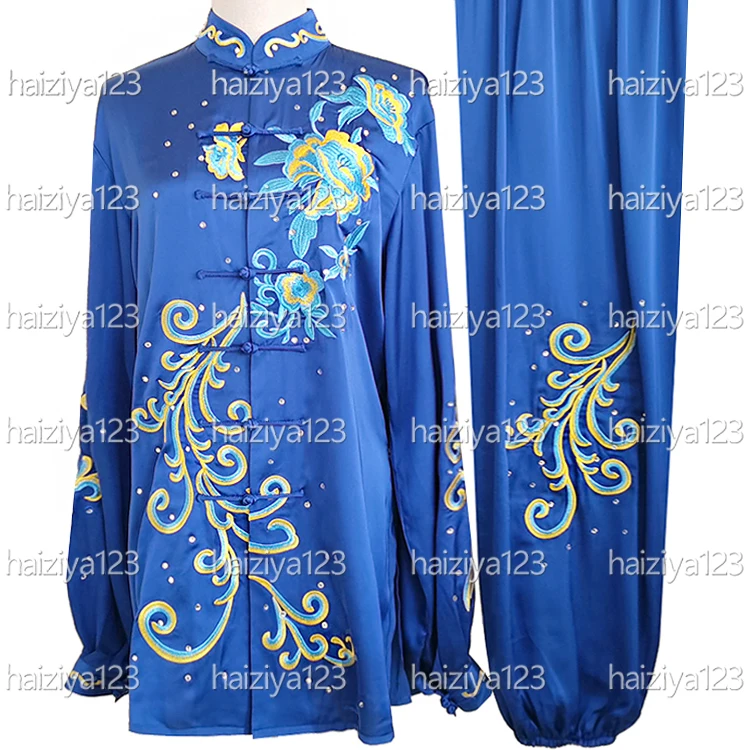 

Униформа для тай-чи с вышитыми цветами, одежда для тайцзи, костюм кунг-фу, одежда для ушу, выступление для мужчин, женщин, взрослых, детей, мальчиков и девочек