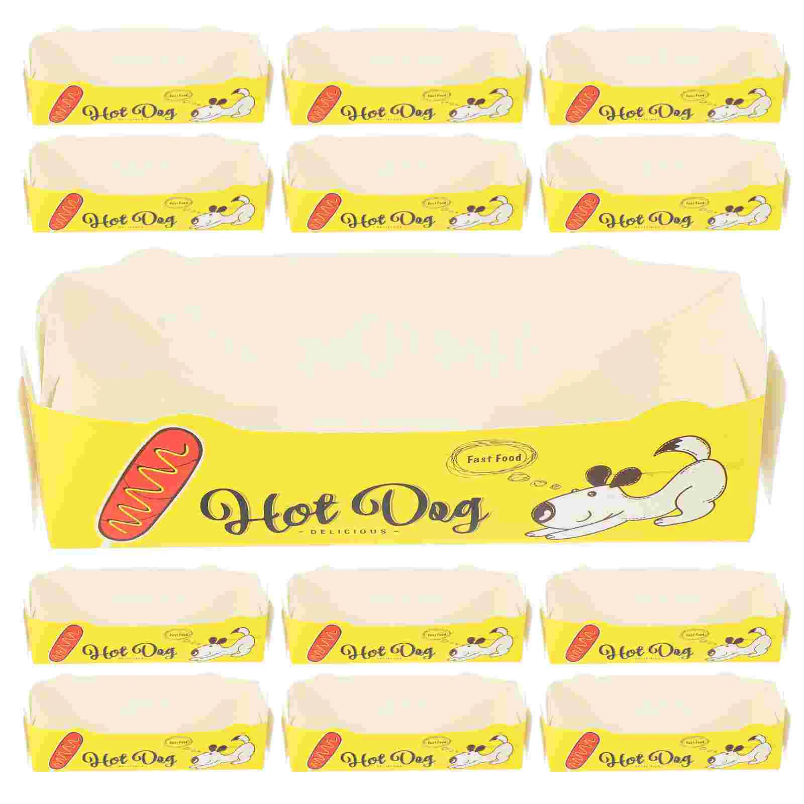 

50pcs Disposable Paper Food Serving Tray Foldable Coating Snack Open Dog Fries Chicken Box disposable box