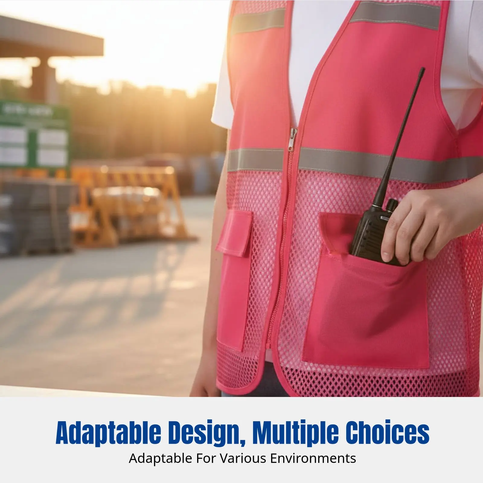 

Reflective Vest, High Visibility Mesh Jacket for Street Work, Night Fluorescent Safety Clothing, Multi-Pocket, Breathable
