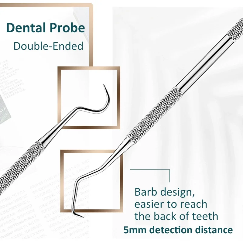 stainless steel double ended toothpick scraper tool, periodontal probe explorer, dental stain remover