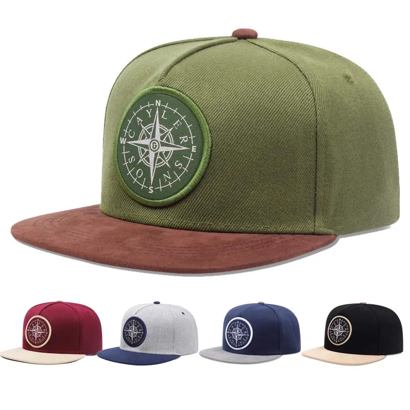 Fashion Handsome street photography compass labeling pattern versatile casual sports couple's simple flat brim hat sun hat