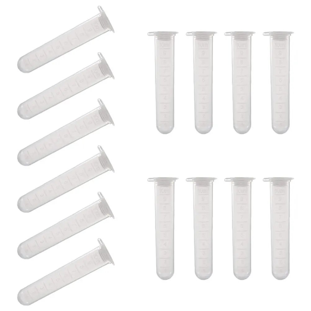 200 قطعة 10 مللي أنابيب الطرد المركزي أنبوب اختبار البلاستيك للمختبر قوارير قياس التجربة العلمية أداة الأحياء الجزيئية #4