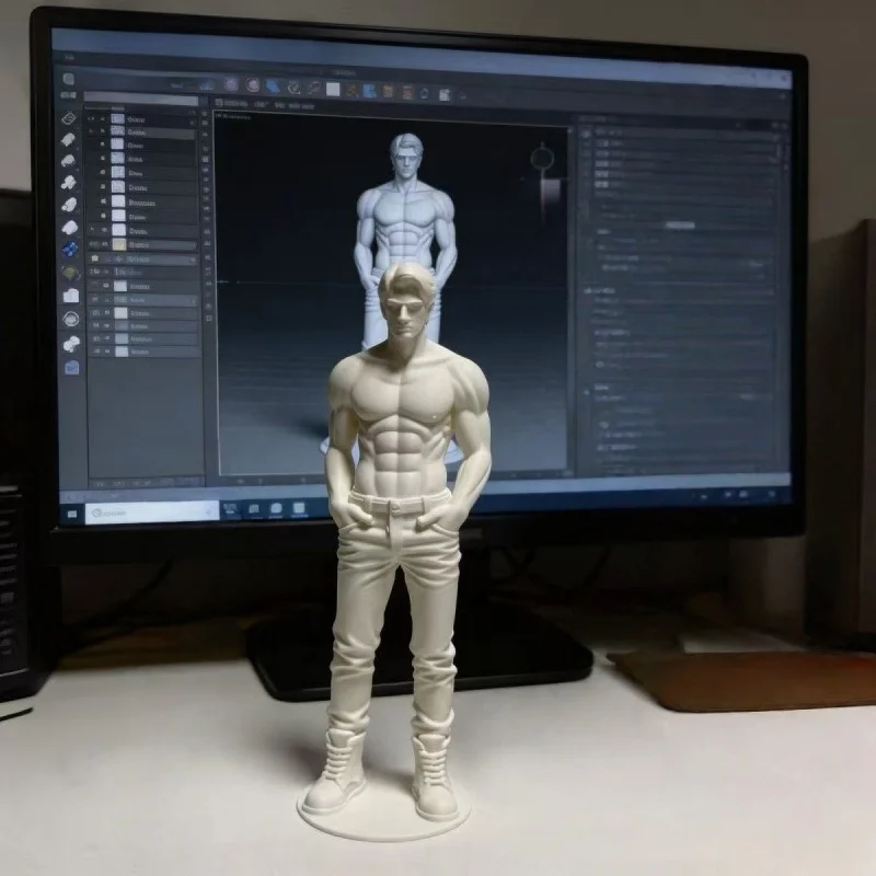 

3D Printed Muscle Man Jeans Pocket Sculpture New Desktop Ornament Simple Trendy ornament Love Room Living Room Decoration Gift