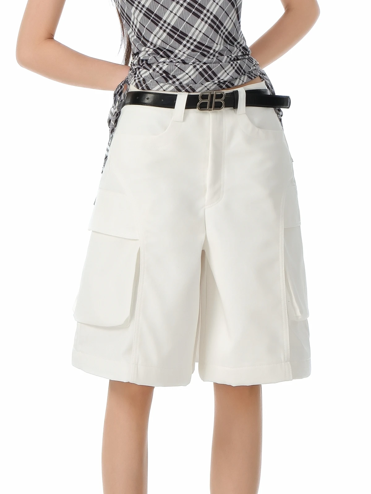 

ZHISILAO New Cargo Pants Women Casual Y2K Loose White Knee Length Trousers Summer 2025