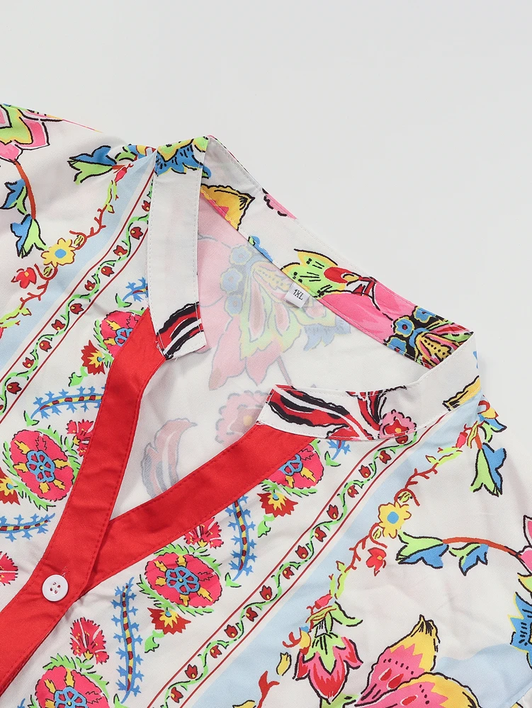 Novedad de verano de talla grande 2025, vestidos largos informales con cuello en V estampados para mujer, estilo informal para ir al trabajo a la moda