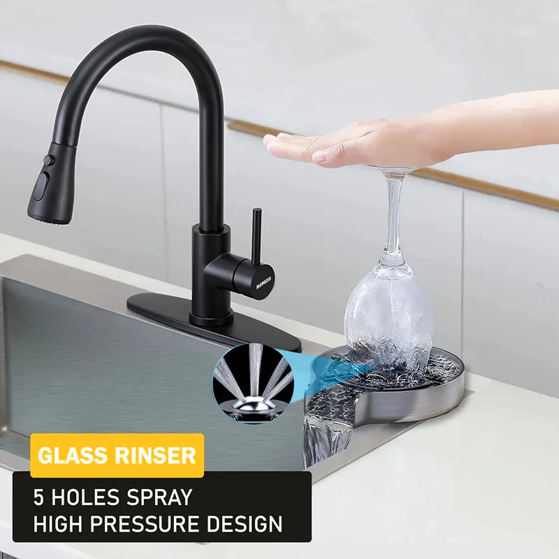Professional Faucet Glass Rinser High Pressure Automatic Cup Washer Kitchen Bar Milk Cup Cleaner Kitchen Sink Accessories