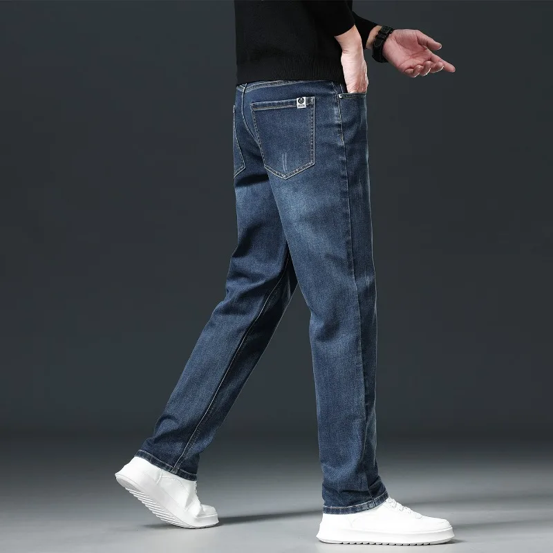جينز رجالي 2026 ربيع جديد فضفاض كلاسيكي مستقيم السراويل عادية مريحة الأعمال العلامة التجارية خمر سراويل جينز #3