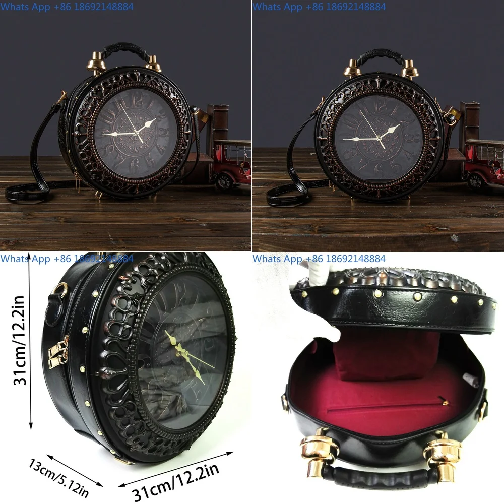 Creative Retro Handheld Bag with Clock Design for Women Stylish Shoulder Crossbody Bag Battery Compatible