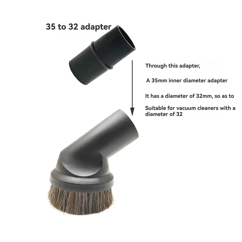 LITE-Für Karcher T7 T11 T14 NT20 NT30 35 mm weicher Staubsaugerbürstenaufsatz mit Schlauchadapter im Lieferumfang enthalten