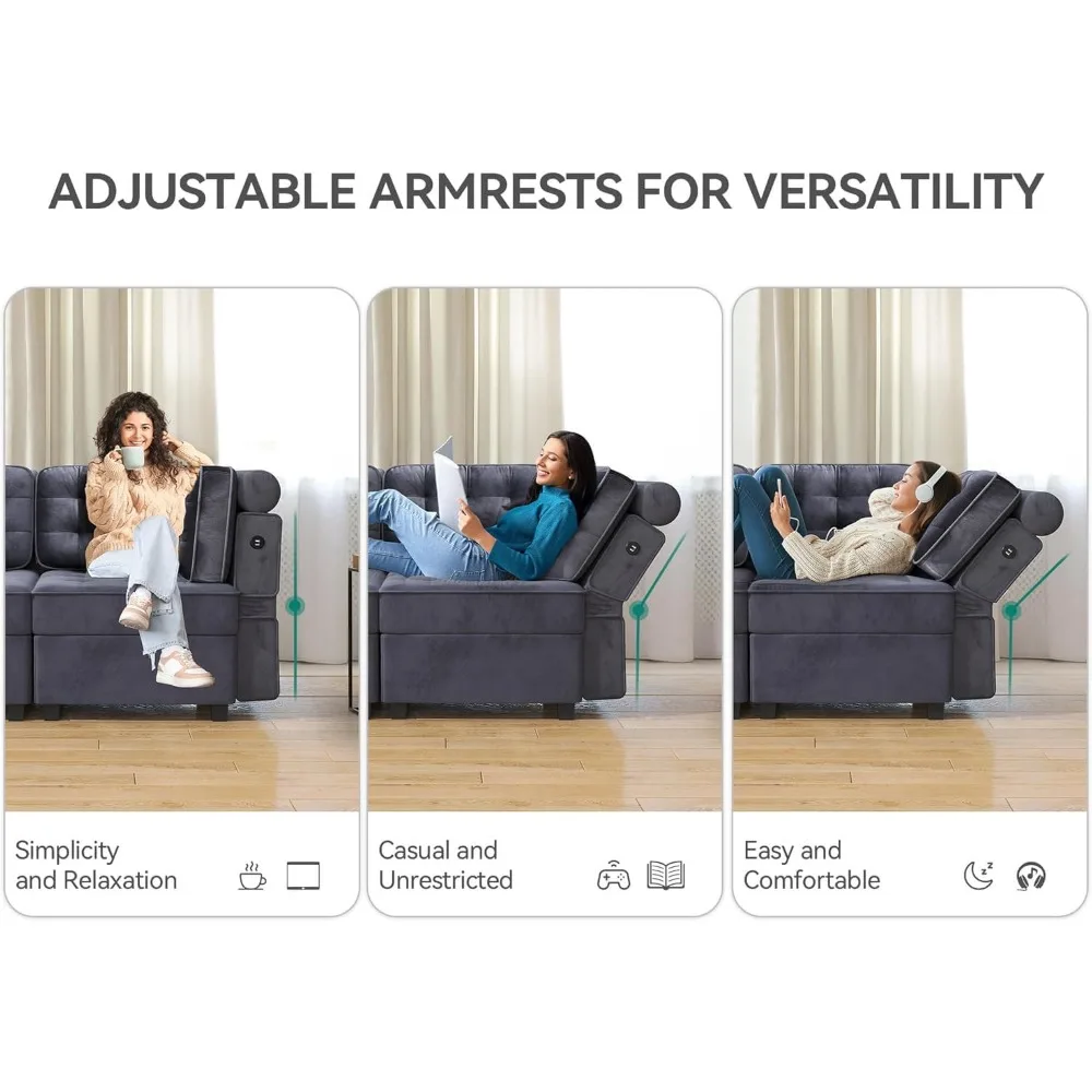 Sofá secional modular YITAHOME, sofá versátil em forma de U com amplo armazenamento, espuma viscoelástica, sofá conversível de 8 lugares com ajuste