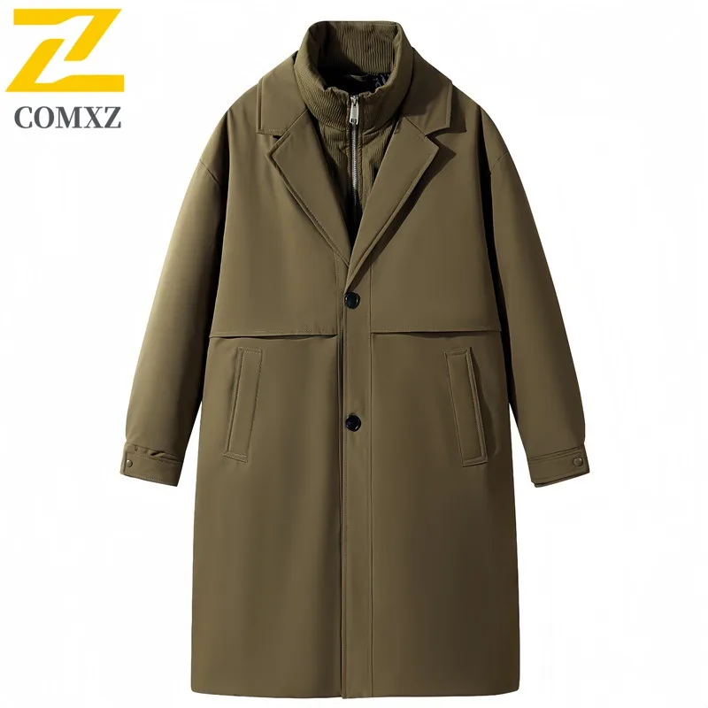

Men's Warm Tactics Jacket Winter Fashionable High Quality Thick Fleece Warm Fur Collar Parka Casual Mid-length Cold-proof Coat