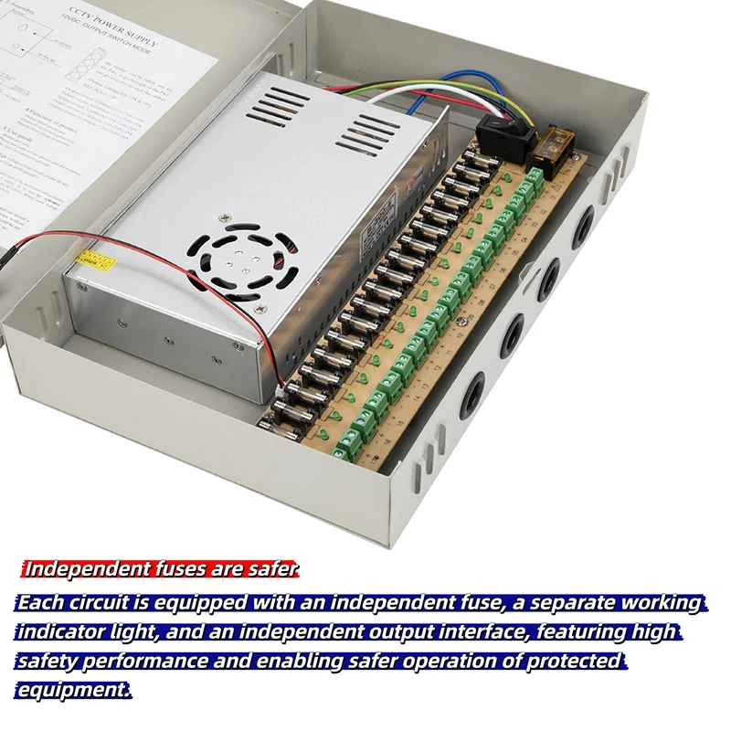 

18CH 5V 40A 12V 20A 24V 10A CCTV Power Supply Box Monitor Power Supply AUTO-RESET / Switch Power Supply 18 Port CCTV Cameras