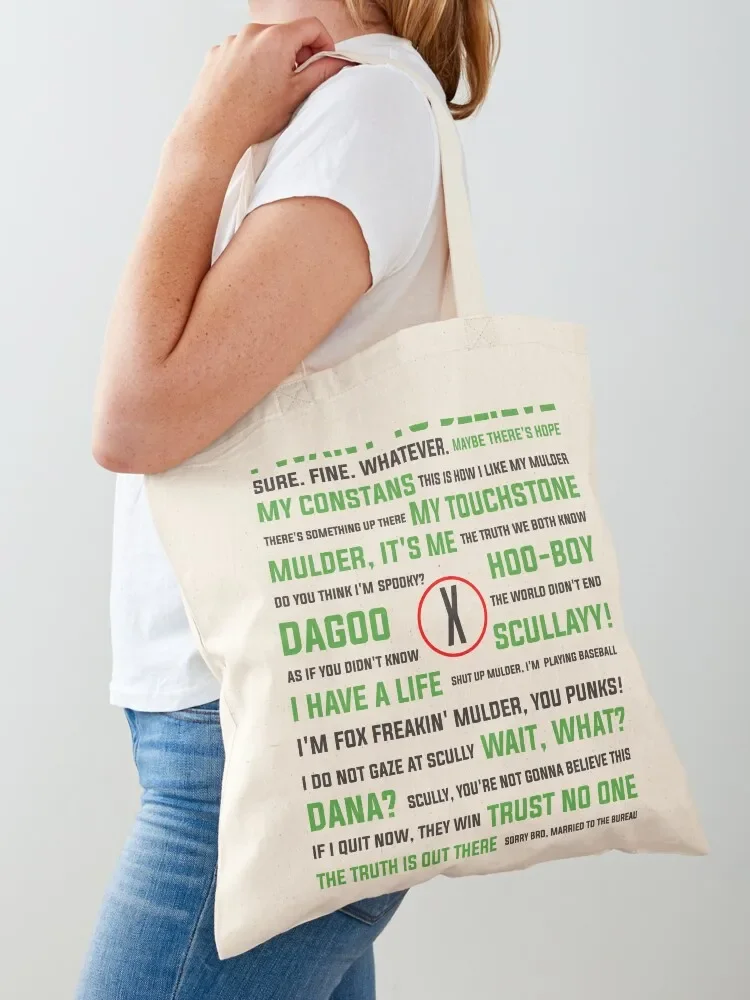 The X-Files Quotes - UNIQUE! Tote Bag tote men shopping bags foldable bags cloth bags custom canvas