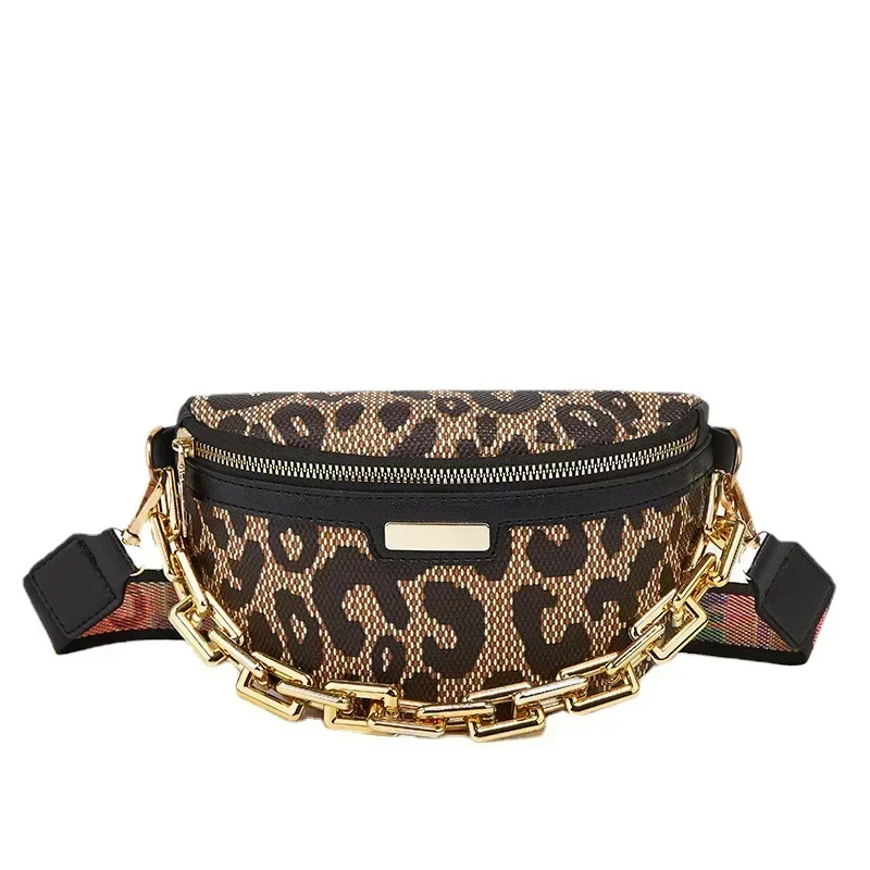 YSB05 Simple Leopard Ring Print Cross Body Waistpack Fashion Trend Chain One