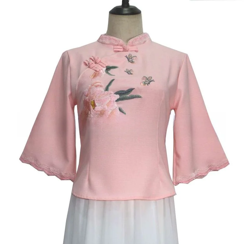 

Spring Summer New Improvement Peoples Hanfu Women's Clothing Cotton 00% Skirt Qipao Sle Chinese Traditional Faion