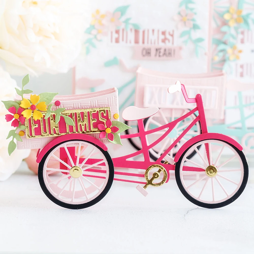 Lucky Goddess Metal Cutting Dies Bicycle Combination Diy Scrapbooking Photo Album Decorative Embossing Paper Card Crafts