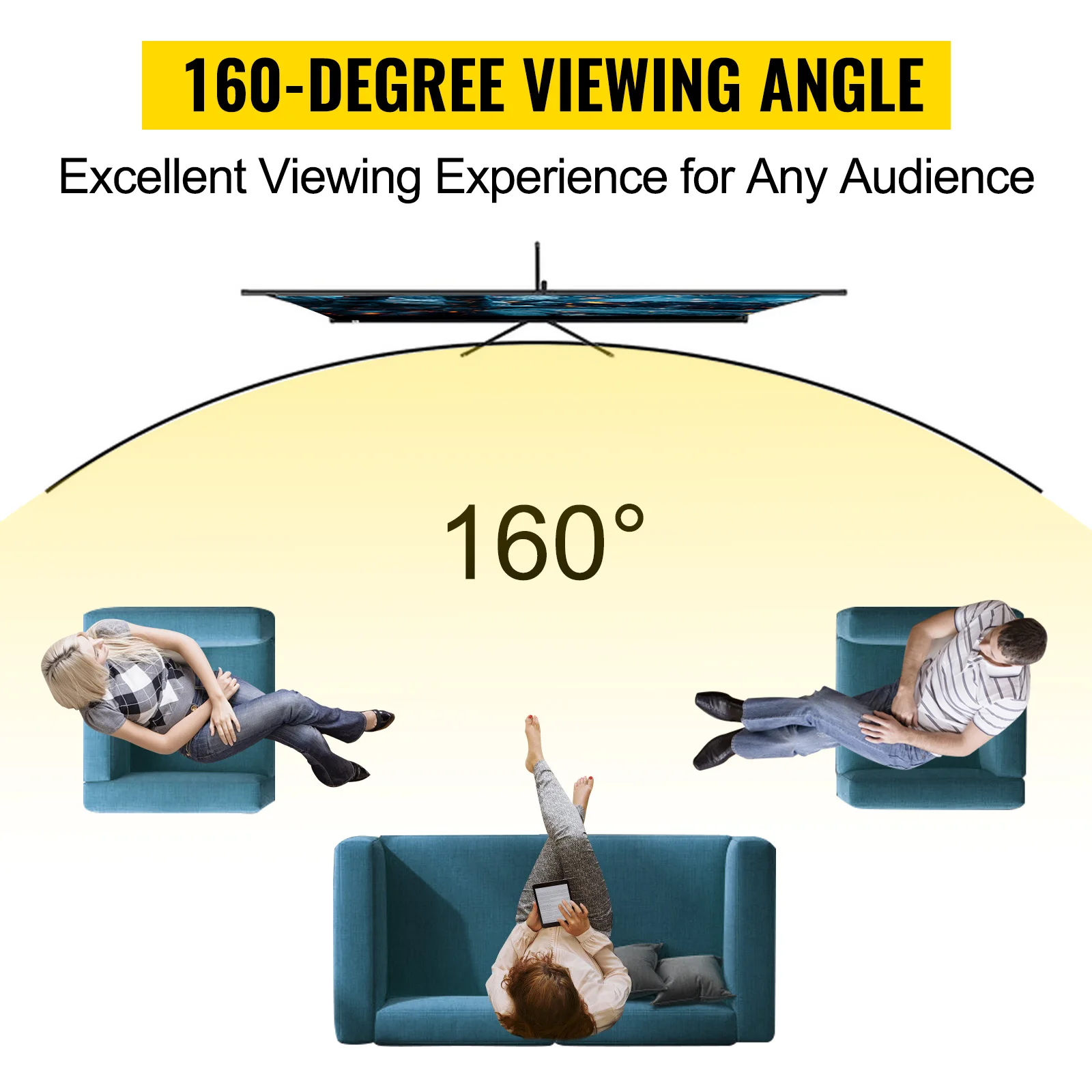 100 Inch Tripod Projector Screen with Stand 16:9 4K HD Portable Projection Home Cinema for Indoor & Outdoor Projection view 5
