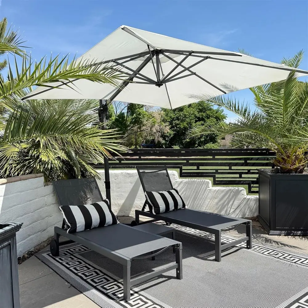 with Wheels Pool Lounge Chairs Set o 4 ade-Resistant Patio Chaise Lounge with 5 Position Recliner Includes Side Table or Deck Ya