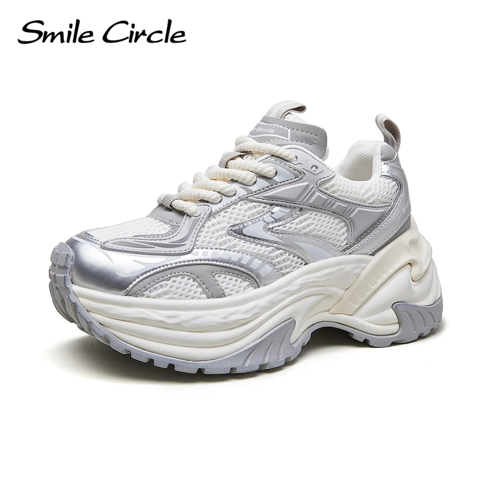 

Smile Circle Platform Sneakers Women mesh shoes spring/summer breathable round head fashion design women Chunky Sneakers