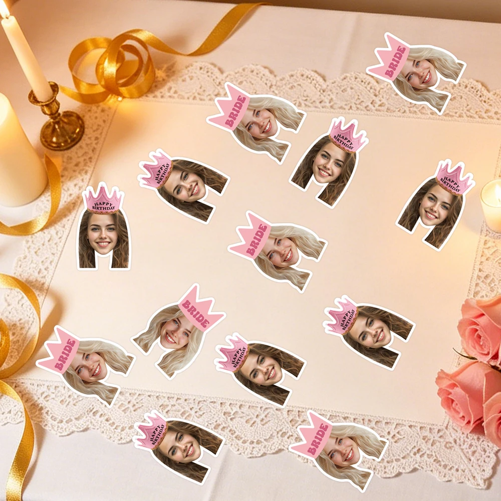 20 Stück personalisierte Fotoaufkleber für Hochzeit, Geburtstag, Gesichtsaufkleber – individuell mit Ihrem Foto, selbstklebende Aufkleber, Brautparty-Partygeschenk
