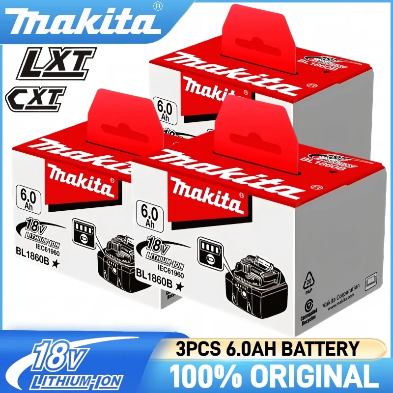 

100% Original makita battery 6Ah Power Tool makita 18V Battery, for Makita BL1860B BL1840 BL1830B BL1850B Replacement Battery